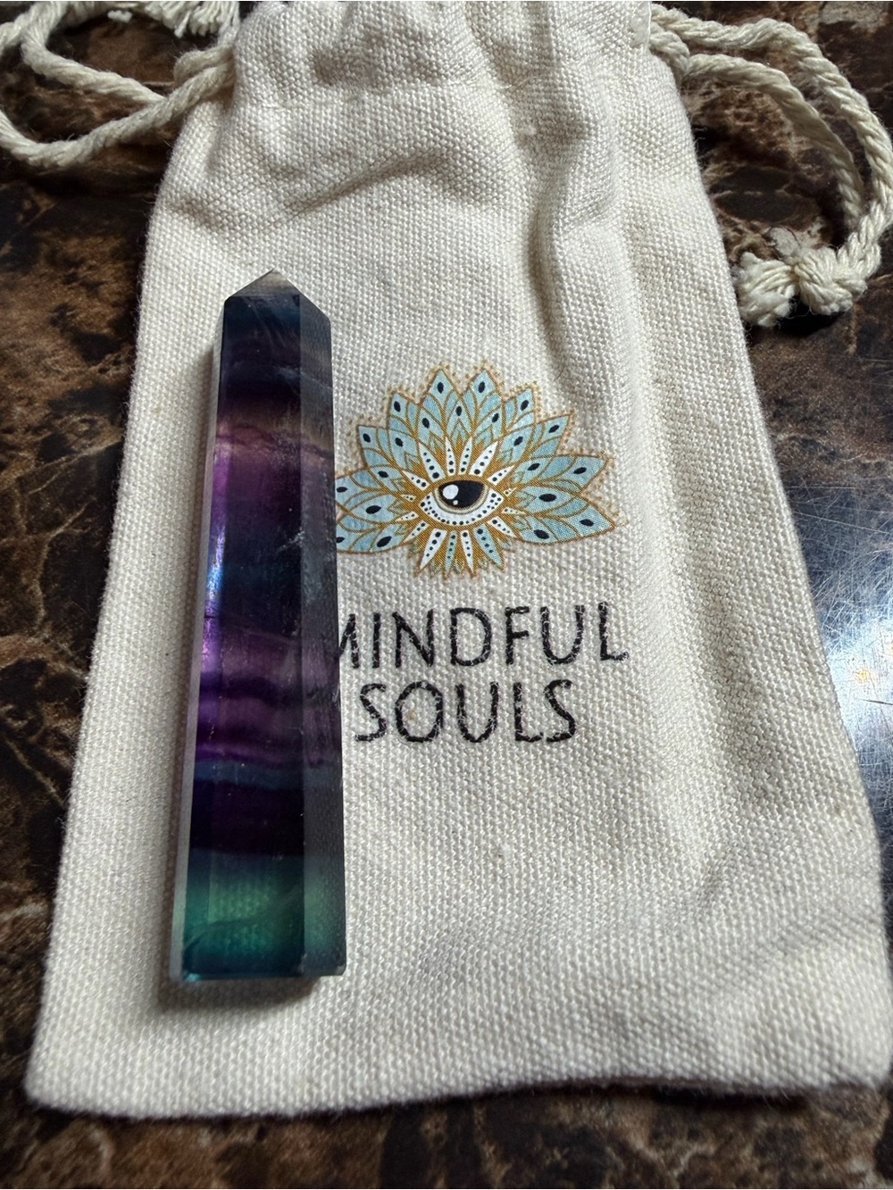 Mindful Souls Fluorite Crystal Point with Pouch